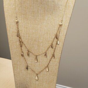 Melrose & Market, NWT multi layer gold tone hammered teardrop charm adj necklace